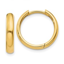 14K Yellow Gold Round Hinged Hoop Earrings for Women L-11 mm, W-2.5 mm 2.8gm