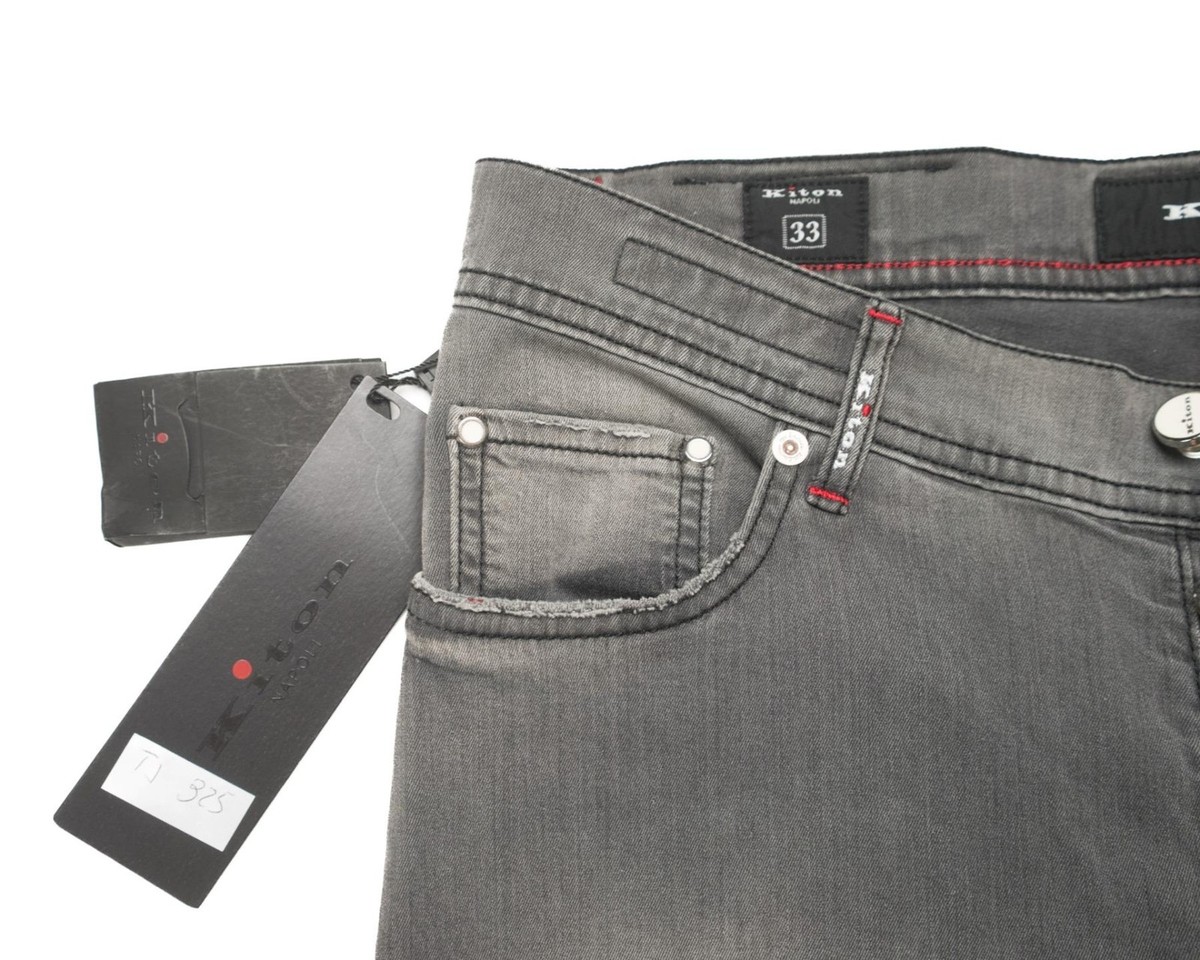 Kiton Napoli $1,420 NWT Faded Gray 5 Pocket Stretch Slim Fit Jeans