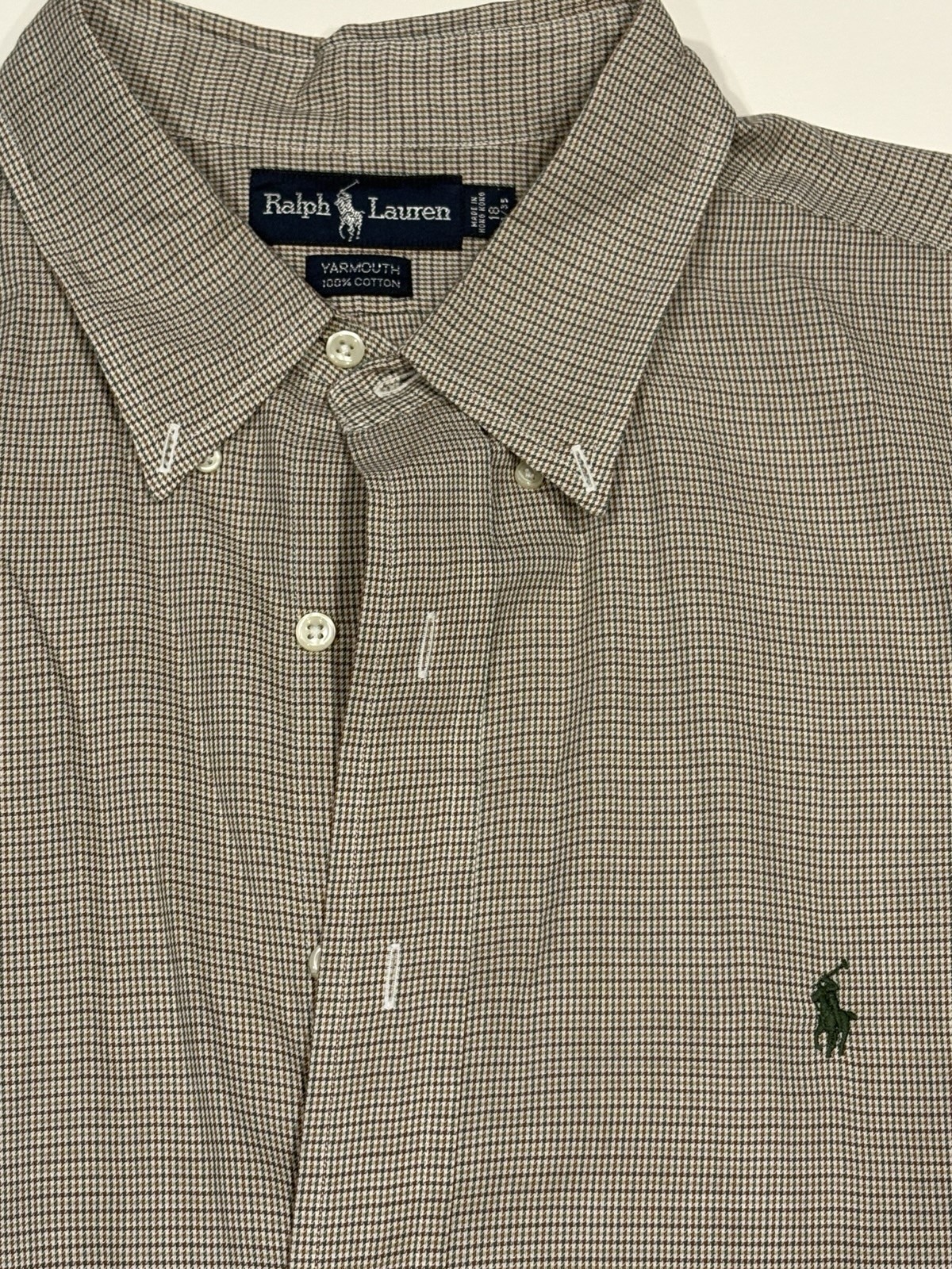 Ralph Lauren Pony Logo Long Sleeve Button Shirt Men's 18 34/35 Yarmouth Cotton