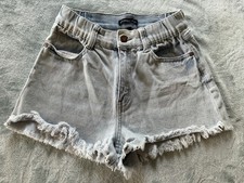 Sincerely Jules Juniors Denim Shorts High Rise Raw Hem Elastic Waistband Sz 3/26