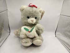 Vintage Russ Berrie Christmas Gray Kitty Cat Kitten / Muff Plush Stuffed 11" toy