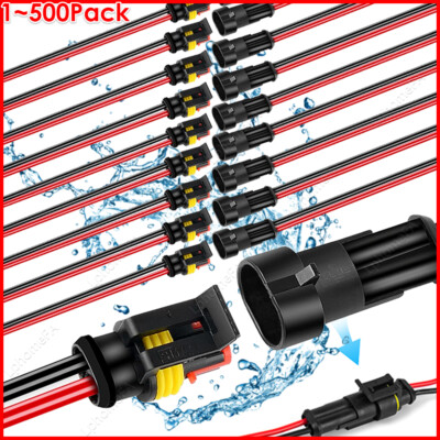 2Pin Waterproof Electrical Wire Cable Connector Male Female Way Plug Kit Lot