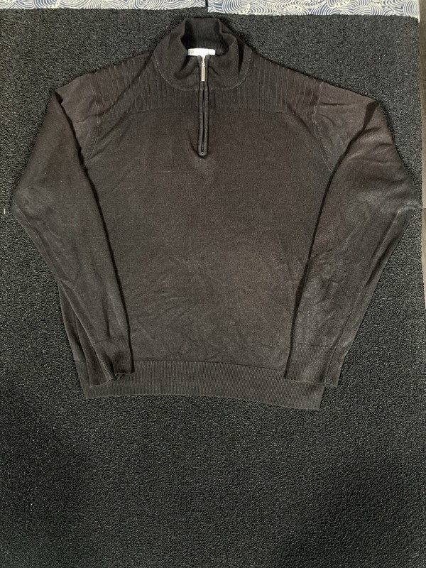 Geoffrey Beene Sweater Mens size XL / L knit black discolor ribbed 1/4 zip