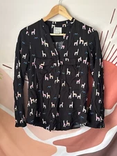Maeve Llama Print Blouse Anthropologie Moonflower Henley Top tunic Women's 0