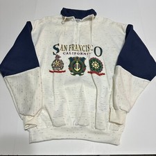 Vintage NOS 80’s San Francisco CA 1/4 Zip Collared Sweatshirt Made In USA Size M