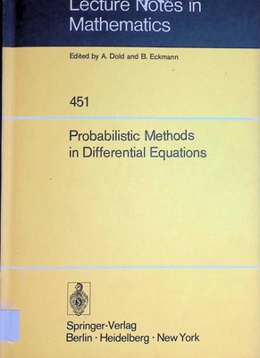 Probabilistic methods in differential equations : proceedings of the conference,