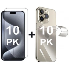 10 Set Soft PET Film Screen Protector for Apple iPhone 15 PRO MAX Front and Back