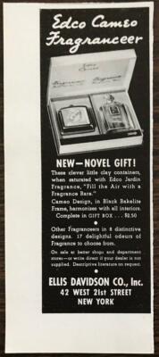 1936 Ellis Davidson Co West 21st St NYC Print Ad Edco Cameo Fragranceer