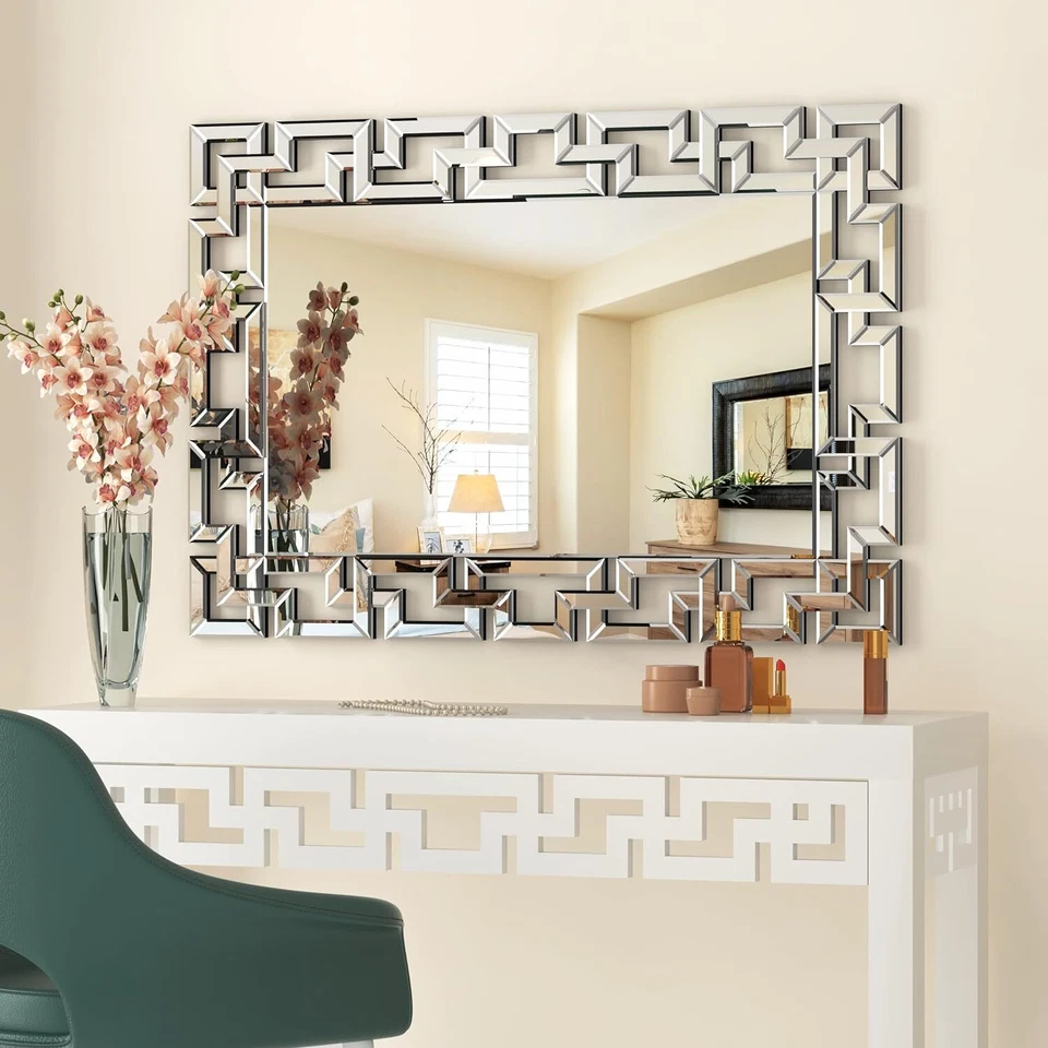 Premium Decor Art Wall Mirror Living Room Bathroom Vanity Mirror Beveled Glass - Image 2 of 4