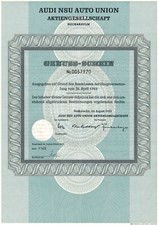 Audi - Auto Union - NSU - Historisches Automobil Wertpapier - 1969 - Neckarsulm