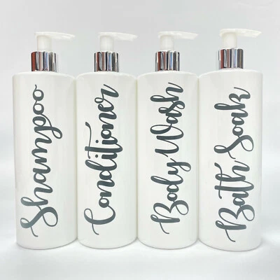 Mrs Hinch Personalised Bathroom 500ml White Lotion Pump Bottles Shampoo Set