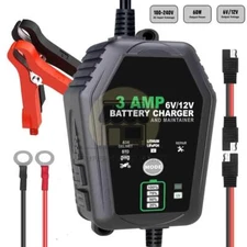 3-Amp Car Battery Charger, 6V and 12V Smart Fully Automatic Battery Charger Main