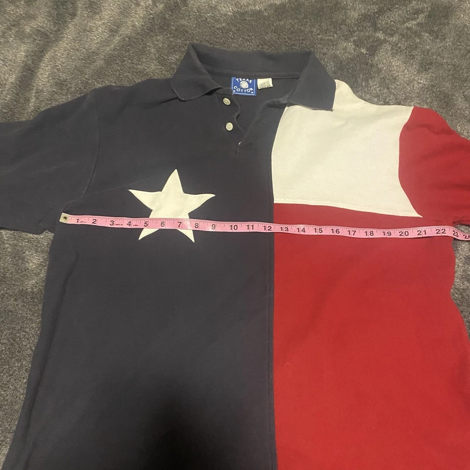 Texas Flag Polo Shirt Adult Men’s XXL Blue Red Lone Star State Vintage TX Cotton - Image 3 of 4