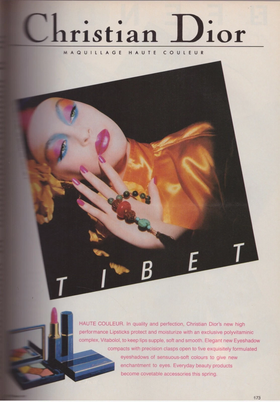 Publicité Christian Dior Tibet Maquillage Cosmétiques Tyen 1987 Vintage Print Années 80 