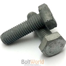 M10 / 10mm GALVANISED HOT DIPPED FULLY THREADED SET SCREWS ZINC HEXAGON HEX BOLT