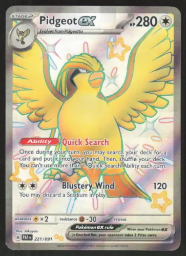 Pokemon TCG SV: Paldean Fates #221/091 Pidgeot ex NM