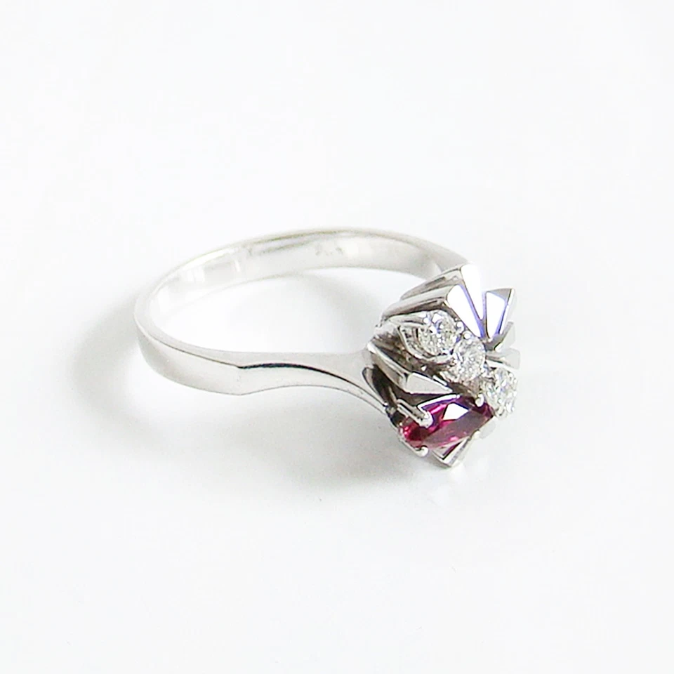 Ring Weißgold 585er Rubin Brillant Goldschmuck Edelstein 14 kt. Diamanten Damen - Bild 4 von 4