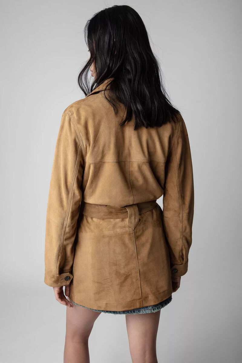NWT Zadig & Voltaire Suede Leather Belted Jacket Coat Mikel NWT Zadig & Voltaire Suede Leather Belted Jacket Coat Mikel