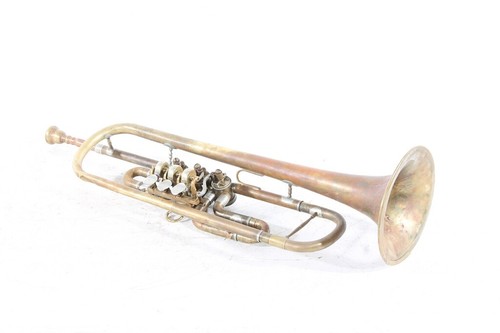 1 X Old Trumpet With Mouthpiece And Case Instrument Vintage Prop - Picture 5 of 12
