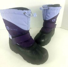 Ozark Trail Rubber Foot Snow Rain Boots Girls Sz 2 Purple Strap Insulated