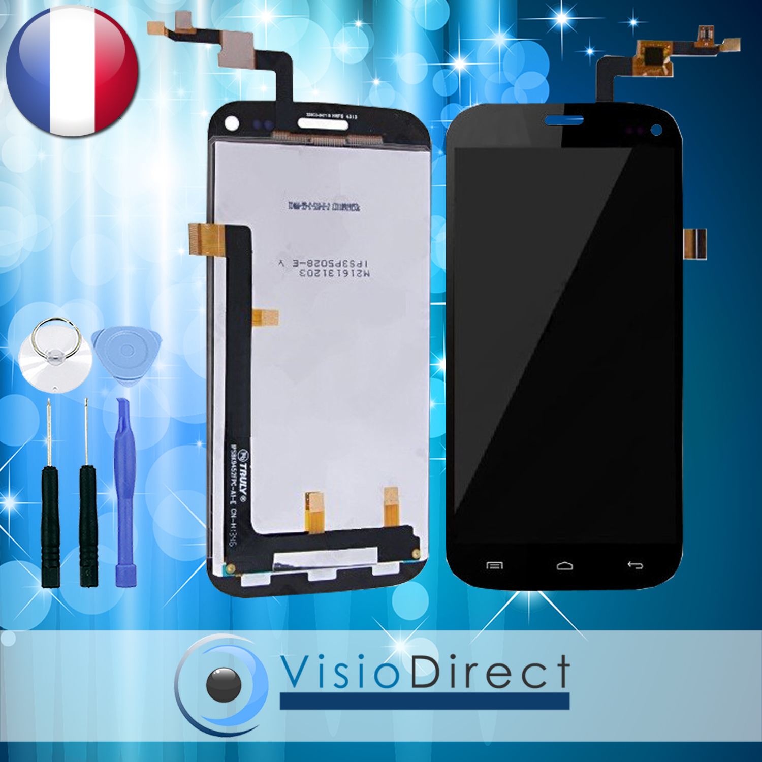 Écran LCD et Vitre Tactile sur Châssis pour Rénover un Wiko Darkmoon Noir