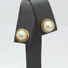 14k Gold 7mm Akoya Pearl Twisted Halo Stud Earrings New