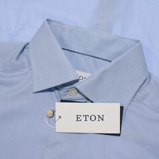 Eton NWD Dress Shirt Size 38 15 Contemporary Fit Roughly Solid Blue 100 Cotton