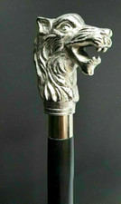 New Vintage Antique Dire Wolf Head Handle Walking Cane 3Fold Wood Walking Stick