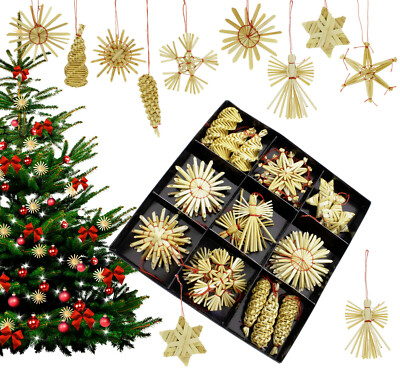 27 Strohsterne zum Hängen 6 cm Stroh-Sterne Baumschmuck Christbaumschmuck