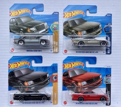 HotWheels 4 Stück - Mercedes 500 E & W 126 + 560 SEC AMG in 3 Farben - Neu & OVP