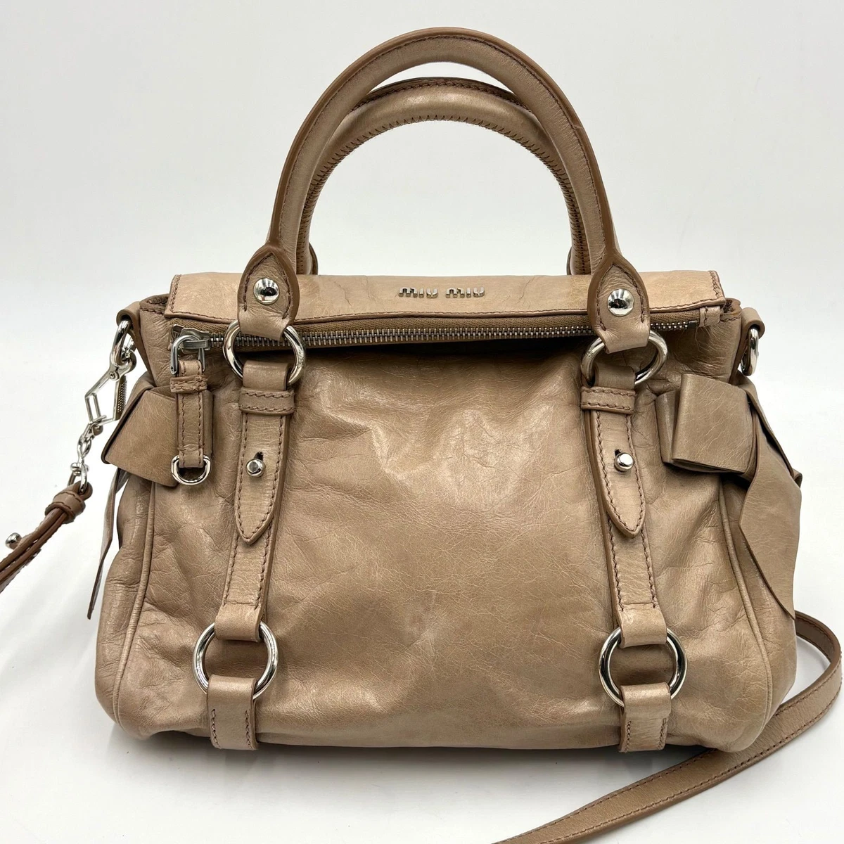 archive miumiu 2way bag vitellolux beige 【公式通販】