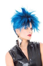 Punk Girl Blue Black Adult Costume Wig One Size