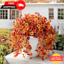 6Pcs Artificial Autumn Fall Flowers Faux Daisy Hanging Plants UV Outdoor Decor