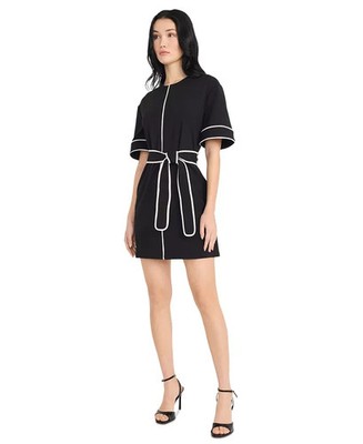 Donna Morgan Women's Belted a-Line Black Dress Size S