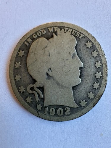 1902-O Barber Quarter Dollar With Eagle On Back