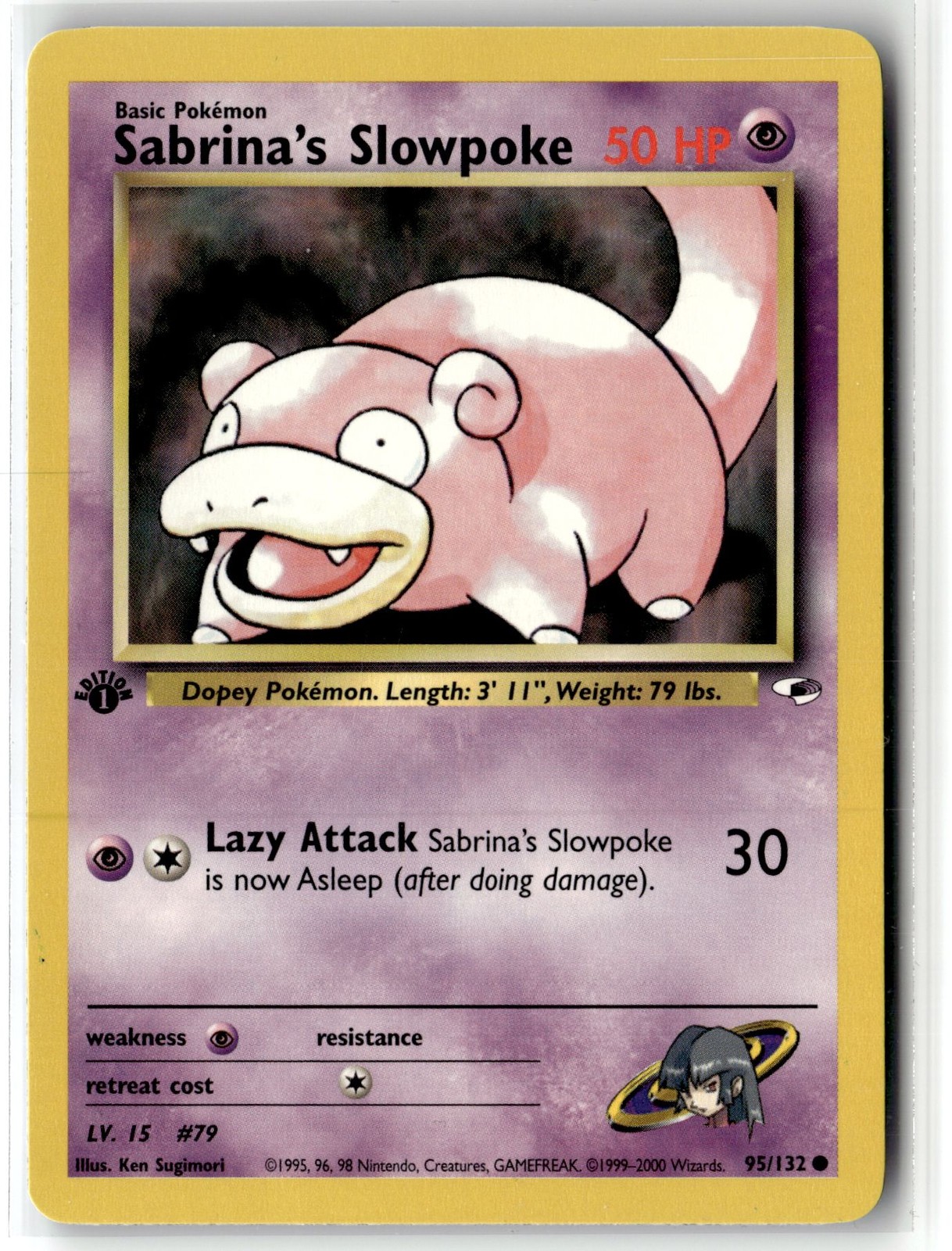 Sabrina's Slowpoke ⭐️ 95/132 Gym Heroes 2000 Pokemon 1st Edition NM