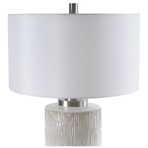 Uttermost Georgios 28 1/2" Aged White Ceramic Cylindrical Table Lamp - Picture 6 of 9