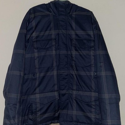 Vintage Stussy Thermolite Navy Plaid Puffer Coat Jacket Size XL