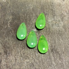 14x7mm Green Opal Czech Teardrop Glass Beads 10 