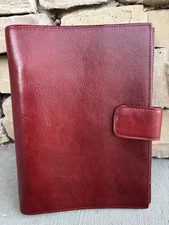 Franklin Covey Classic Red UNSTRUCTURED Planner Full Grain CALF Leather 9.5 x7”