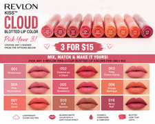 Choose Any 3 Revlon Kiss Cloud Blotted Lip Color Matte Lipstick Bundle Mix Mat