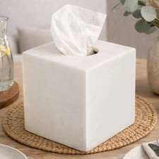 Marble Tissue Box Cover, Heavy Square Tissue Cube Cover Tissue Organizer with