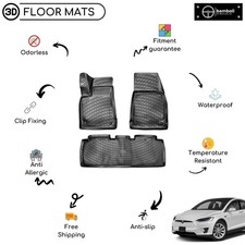 Custom Molded Rubber Floor Mat For Tesla Model X 5 Seat 2015-2022 Black