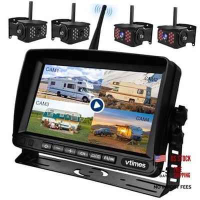 4-Camera Wireless RV Backup System, RV Backup 4 Camera 7 inch - 4 Cameras
