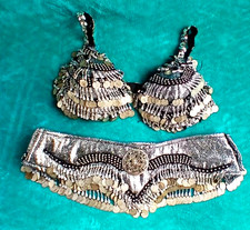 2 piece hand made coin bra and belt for belly dance, cabaret, tribal style,