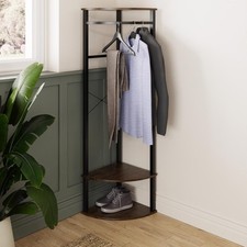 Industrial Design Tall Corner Hallway Storage Hanging Rack Shelves. Metal Frame