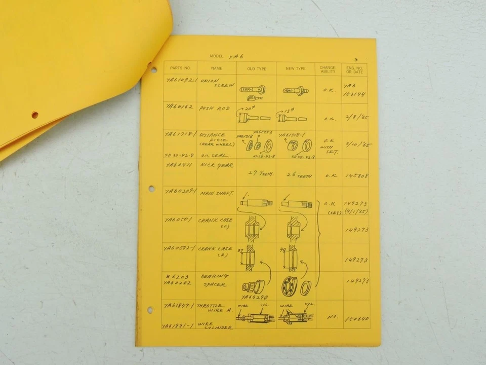 Noticias de piezas Yamaha años 60 U5 YA6 YDS3 YM1 YG1 YJ1 B15816 Foto 3 de 4