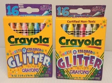 1998 Set Of Two 16ct Crayola Mutli Colored Glitter Crayons Bought New Never Used