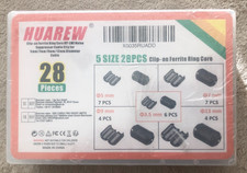 HUAREW Clip-on Ferrite Ring Core RFI EMI Nose Suppressor Cable Clip 5-28 Pieces