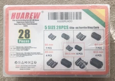 HUAREW Clip-on Ferrite Ring Core RFI EMI Nose Suppressor Cable Clip 5-28 Pieces